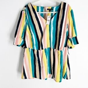 NWT Lane Bryant striped peplum shirt sz 18